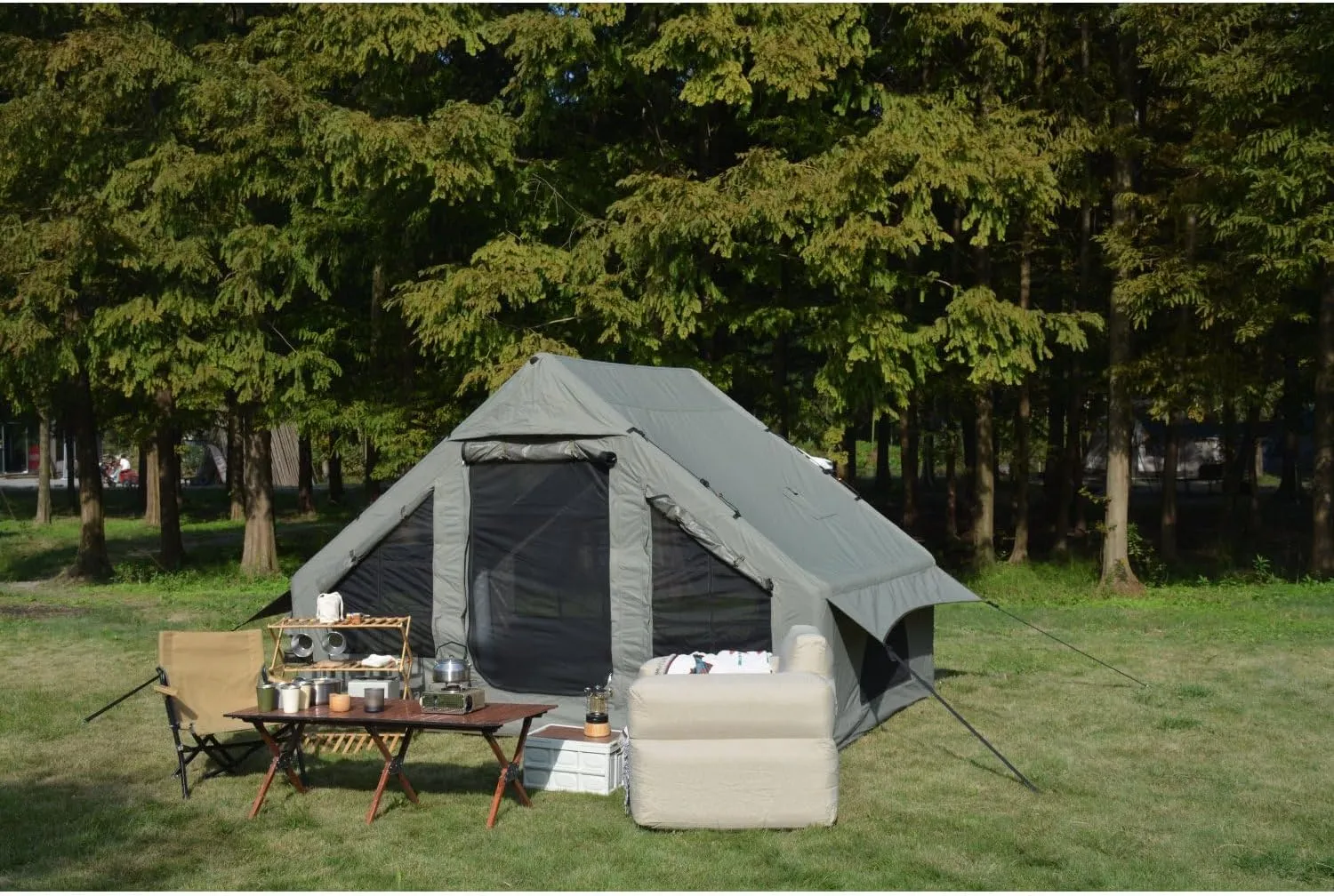 4 Season Glamping Tent Army Green - Easy Setup, Windproof, and Perfect for Camping and Hiking
