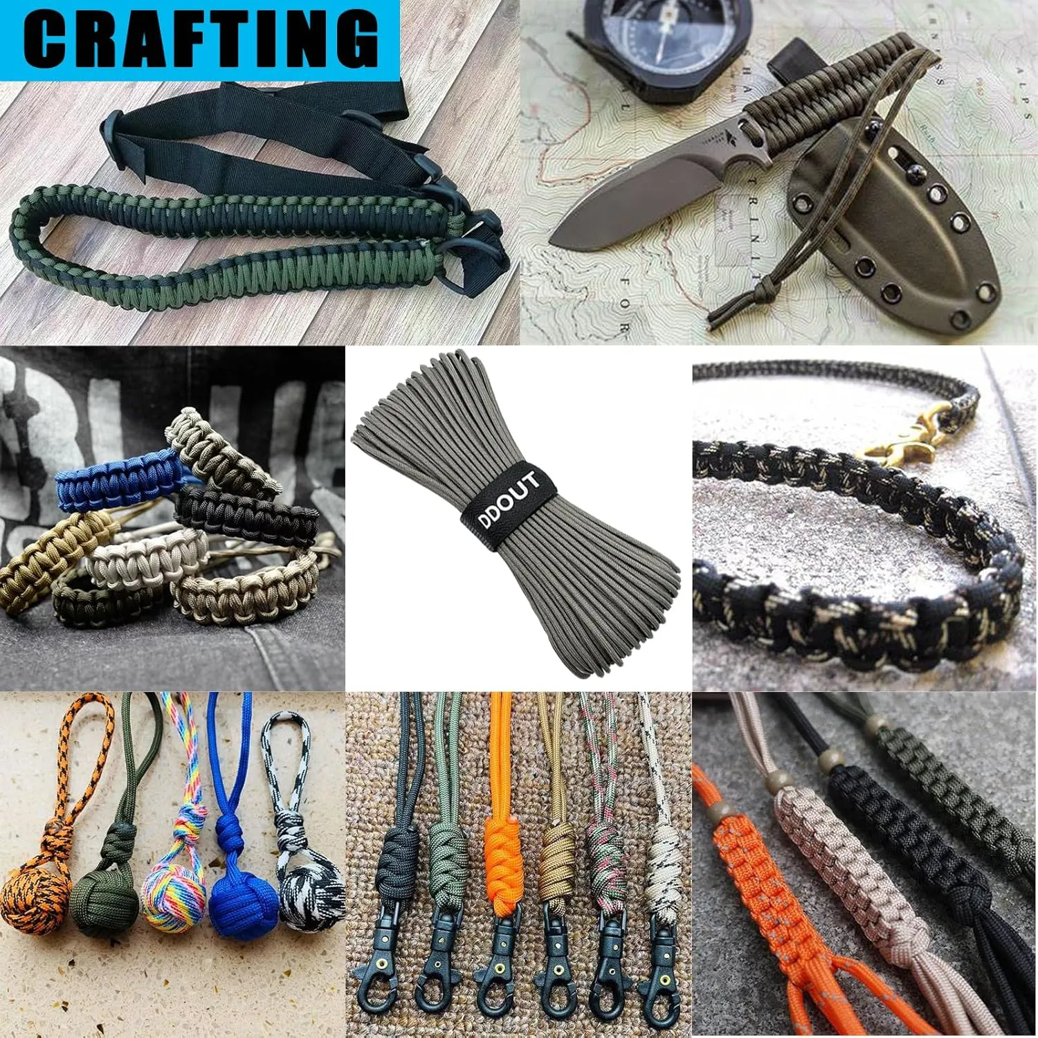 550 Paracord Rope 200ft, 4mm Thin Tactical Parachute Cord for Climbing, Camping, Tent, Clothsline, Survival Utility Rope, 550 Cord Rope