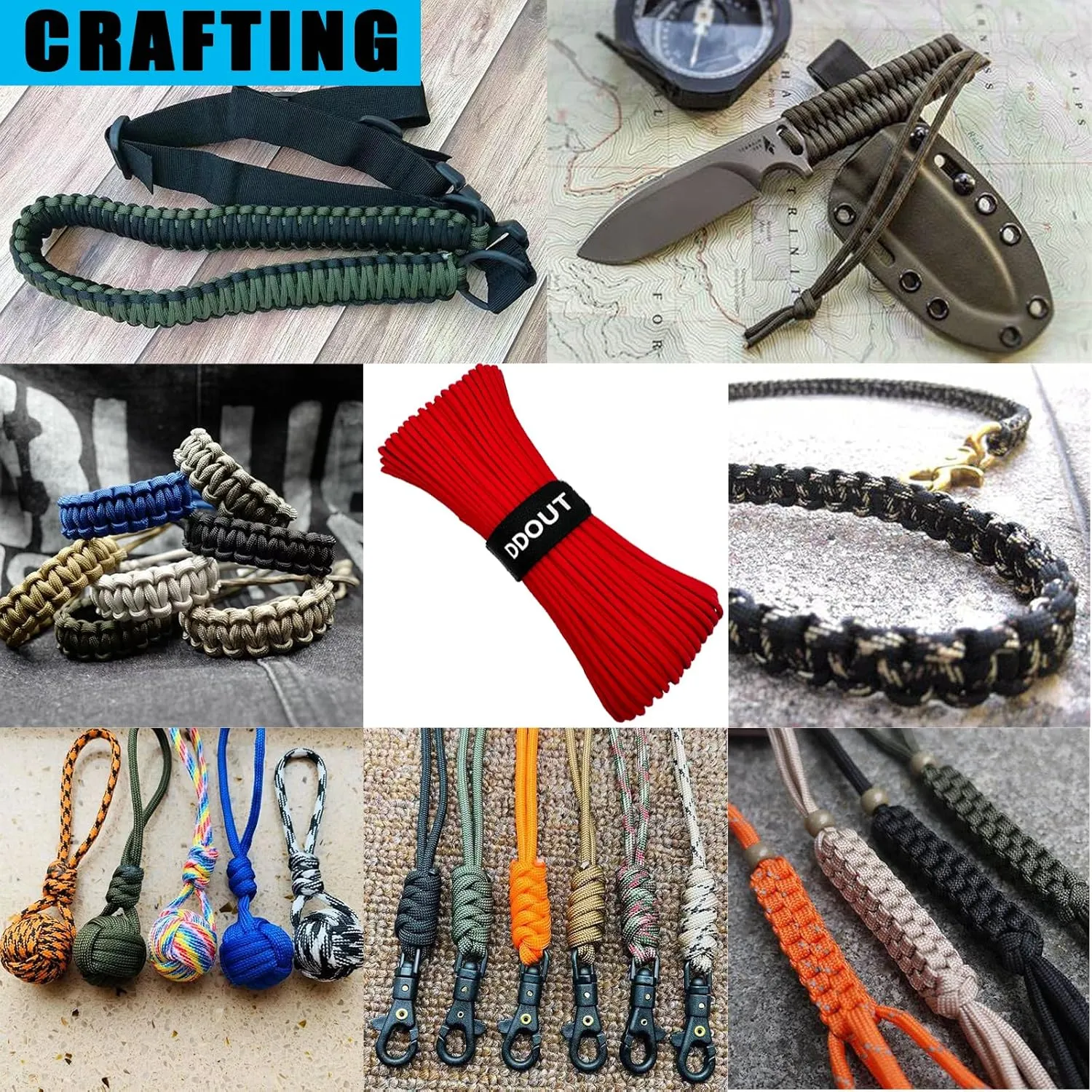550 Paracord Rope 200ft, 4mm Thin Tactical Parachute Cord for Climbing, Camping, Tent, Clothsline, Survival Utility Rope, DIY Paracord Bracelet