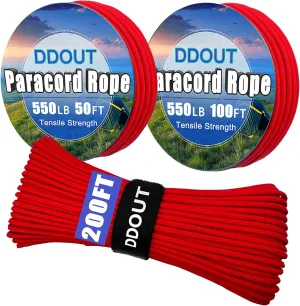 550 Paracord Rope 200ft, 4mm Thin Tactical Parachute Cord for Climbing, Camping, Tent, Clothsline, Survival Utility Rope, DIY Paracord Bracelet