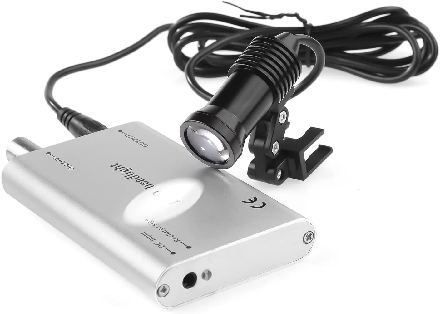 5W Brightness Adjustable Headlight Headlamp with Two Kinds of Clips for Binocular Magnifier Glasses Silver