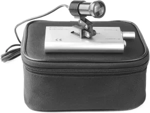 5W Headlamp Insert Type Headlight with Two Iron Clamps Rechargabe Metal Battery for Binocular Loupes Magnifier with Black Cloth Bag (Silver)