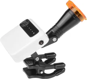 5W LED Headlight Clip-on Type Magnetic Chuck Design Adjustable Brightness Headlamp with Extra Batteries for Any Binocular Loupes or Normal Glasses, White, Koultona-dy015white