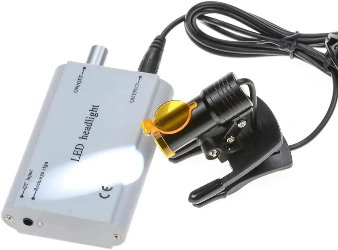 5W Portable LED Headlight Plastic Clip Carry with Filter for Magnifier Loupes (Gray)