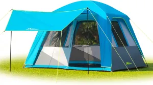 6 Person Tents for Camping,Large Space Camping Tents with Porch,Rainfly Cover,Waterproof Family Camping Tent for 6 Person,Easy Setup Outdoor Tent with Carrybag for Camping Hiking Picnics