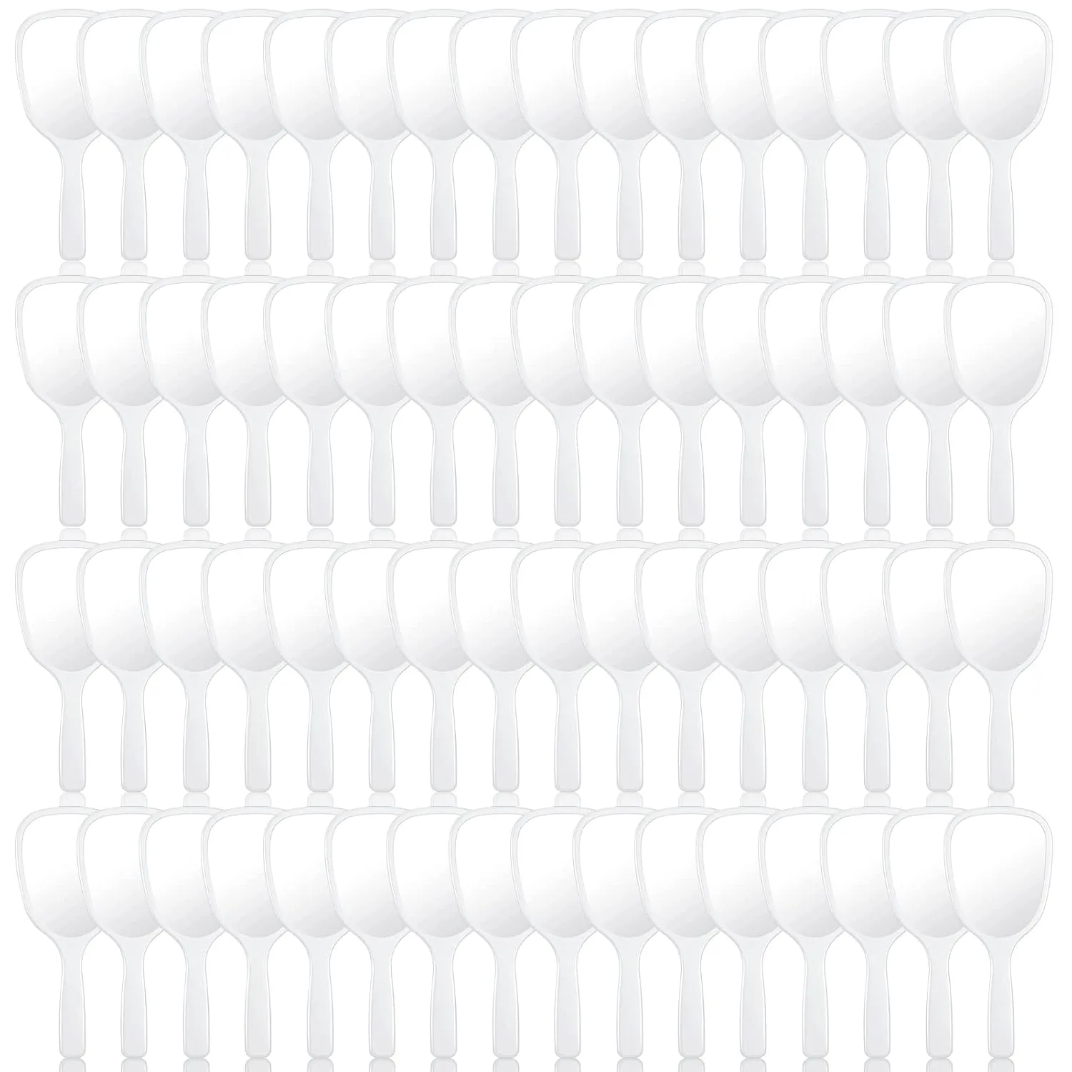 60 Pcs 7.08 x 3.14 Inch Hand Handheld Mirror with Handle Plastic Compact Travel Makeup Cosmetic Mirror Small Personal Portable Hand Held Mirror for Home Vanity Camping (White)