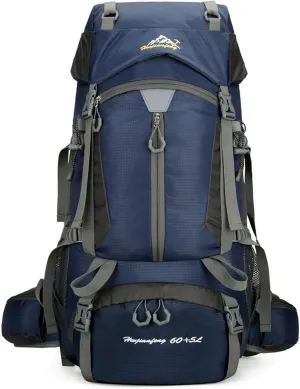65L Large Camping Hiking Backpack, Light Hiking Large Capacity Outdoor Sports Hiking Bag Waterproof (Dark blue)