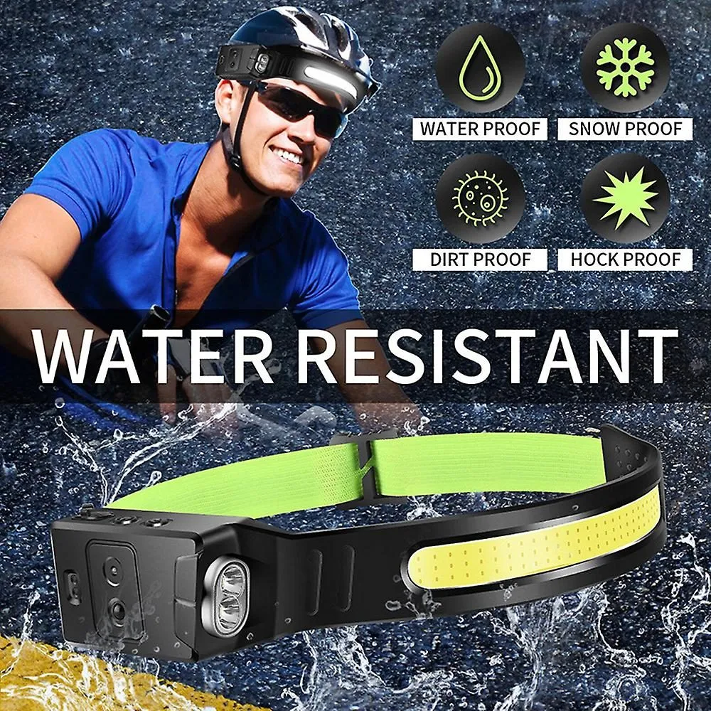 Adjustable Headband Waterproof Head Light Motion Sensor Head Lamp For Running