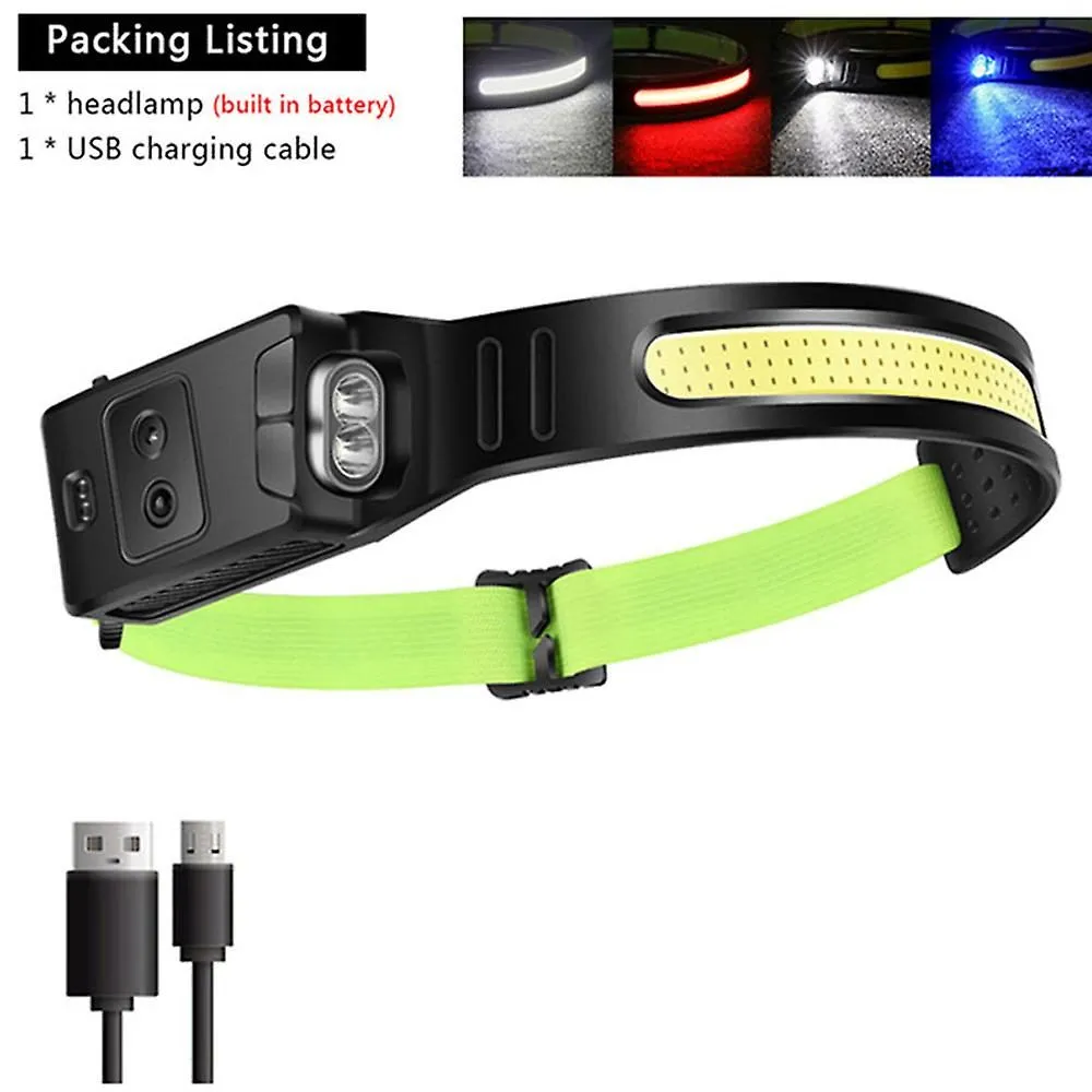 Adjustable Headband Waterproof Head Light Motion Sensor Head Lamp For Running