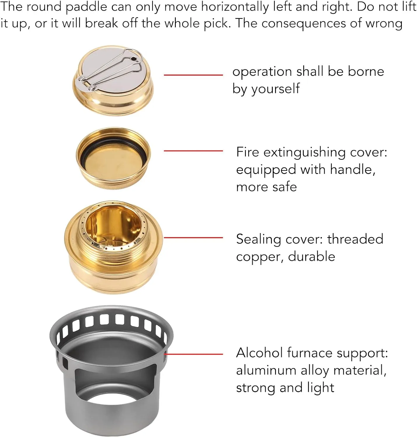 Alcohol Stove, Cam Stove with Stove Cover, Lightweight Brass Stove for Outdoor Cam Hiking Backpacking(gray)