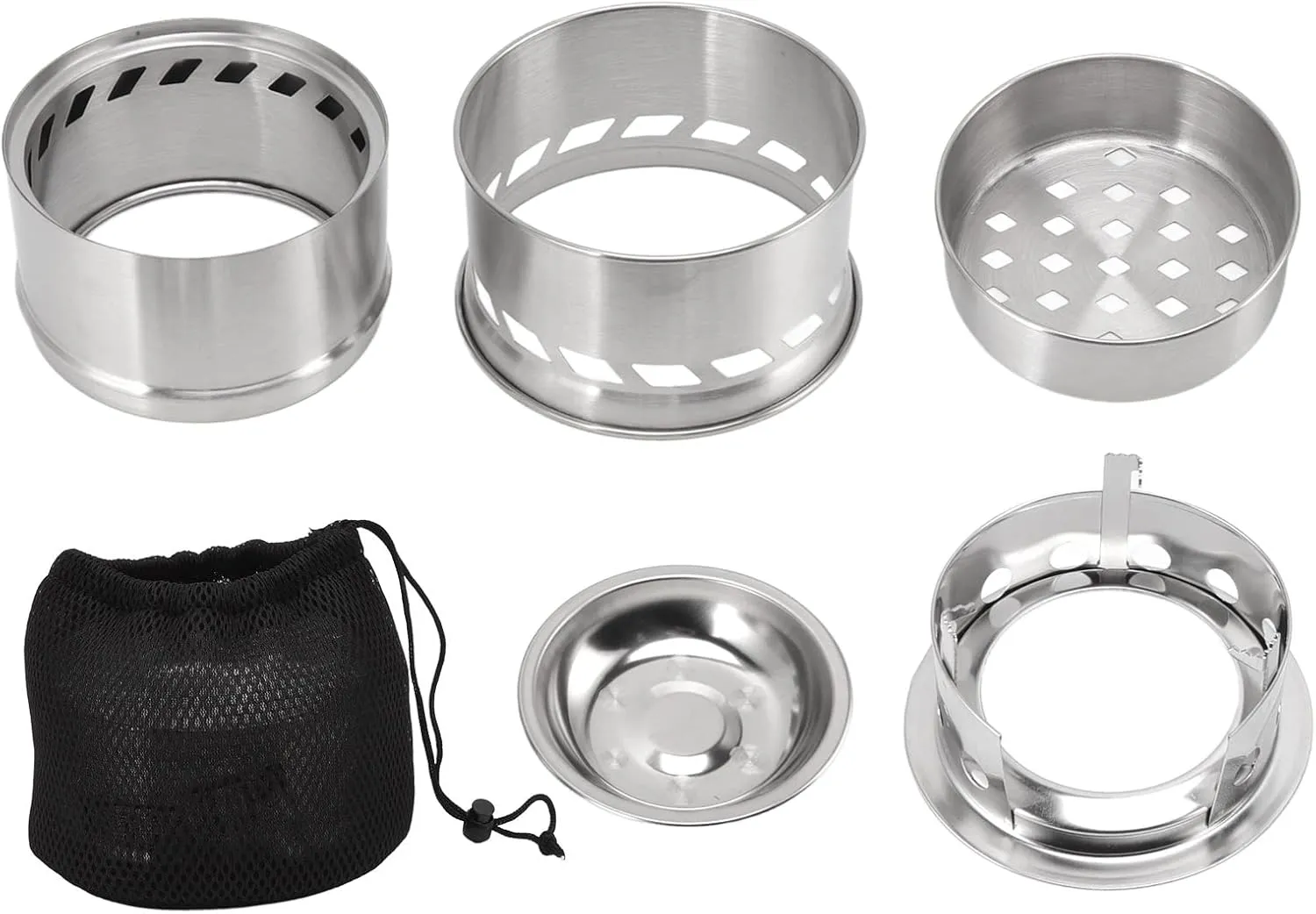 Alcohol Stove Stainless Steel Campfire Stove with Storage Bag Compact and Portable for Camping Hiking (Tall Stand)