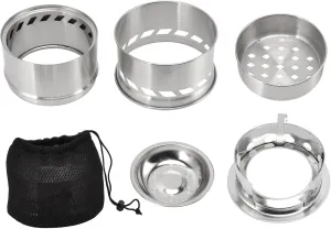 Alcohol Stove Stainless Steel Campfire Stove with Storage Bag Compact and Portable for Camping Hiking (Tall Stand)
