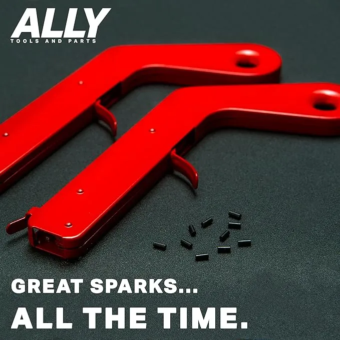 ALLY Tools 2 PC Pistol Rock Style Flint Striker with 12 Striker flints - Perfect as a Welding Striker, Flint Lighter, Camping Stove Striker, Torch Striker, Spark Lighter, Striker Lighter, and Striker