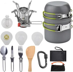 Aluminum pan Set, Camping Hiking Cookware Set Outdoor Portable Picnic Cookware Kit Alumina Pot Set Travel Cooking Accessory
