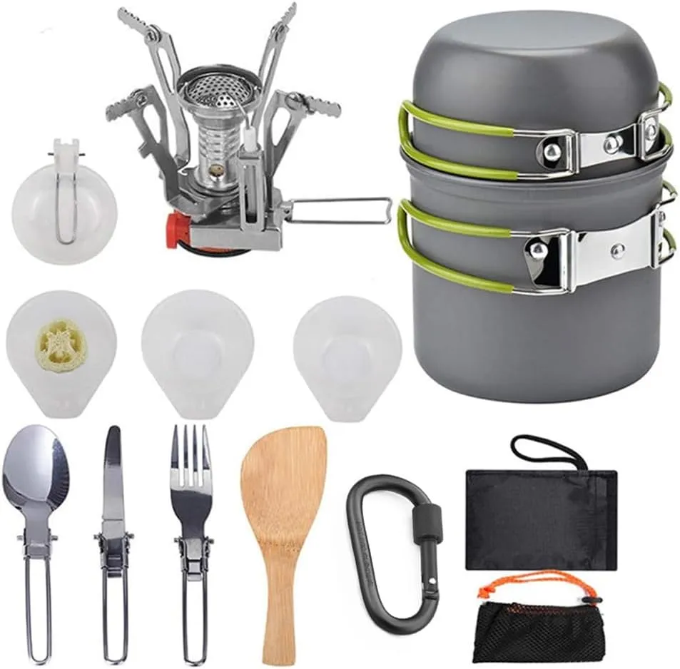 Aluminum pan Set, Camping Hiking Cookware Set Outdoor Portable Picnic Cookware Kit Alumina Pot Set Travel Cooking Accessory