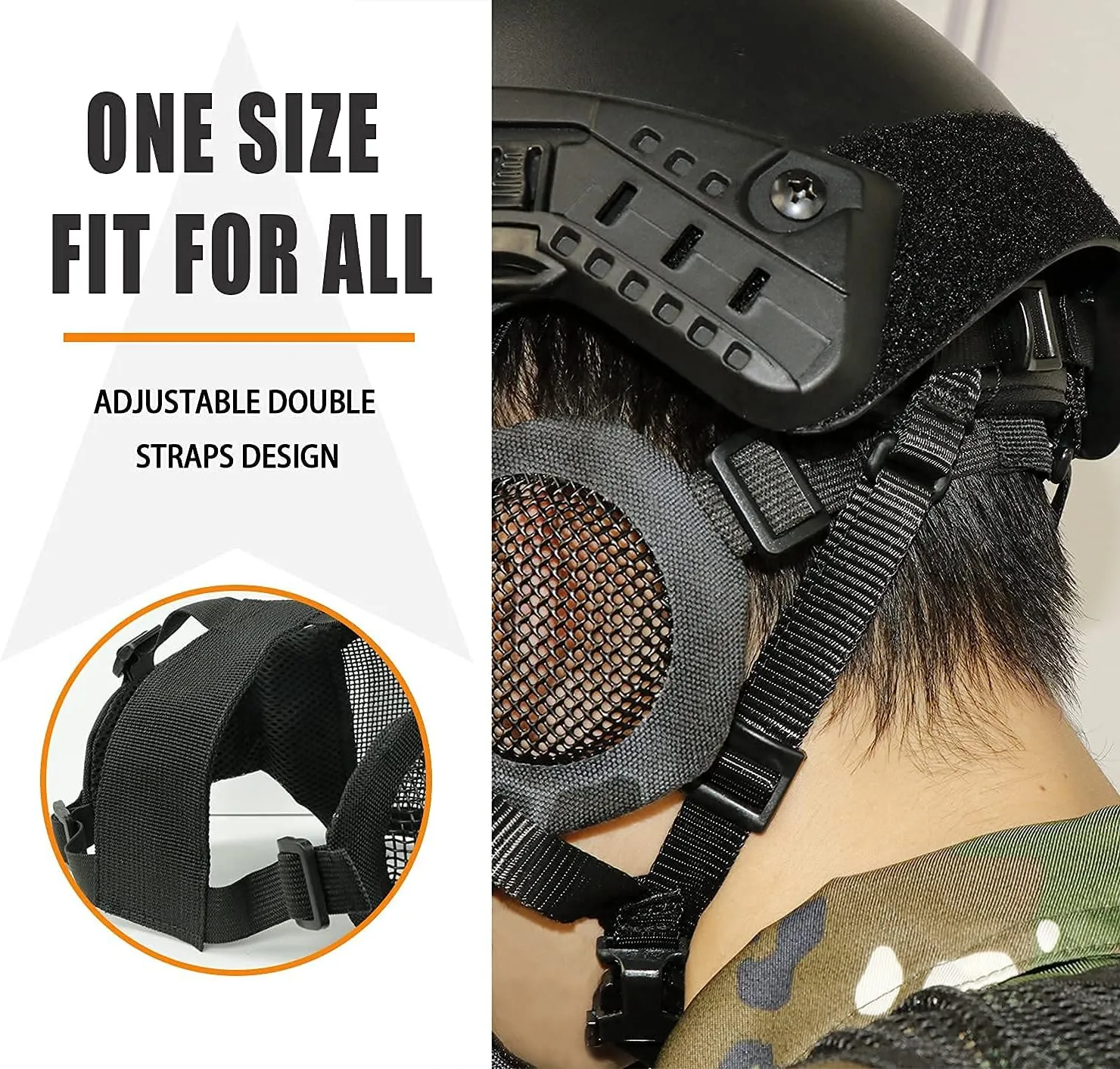 AOUTACC Airsoft Protective Gear Set, Half Face Mesh Mask with Ear Protection and Tactical Goggles for Adult Men Women BBS Paintball Shooting CS Survival Games Cosplay