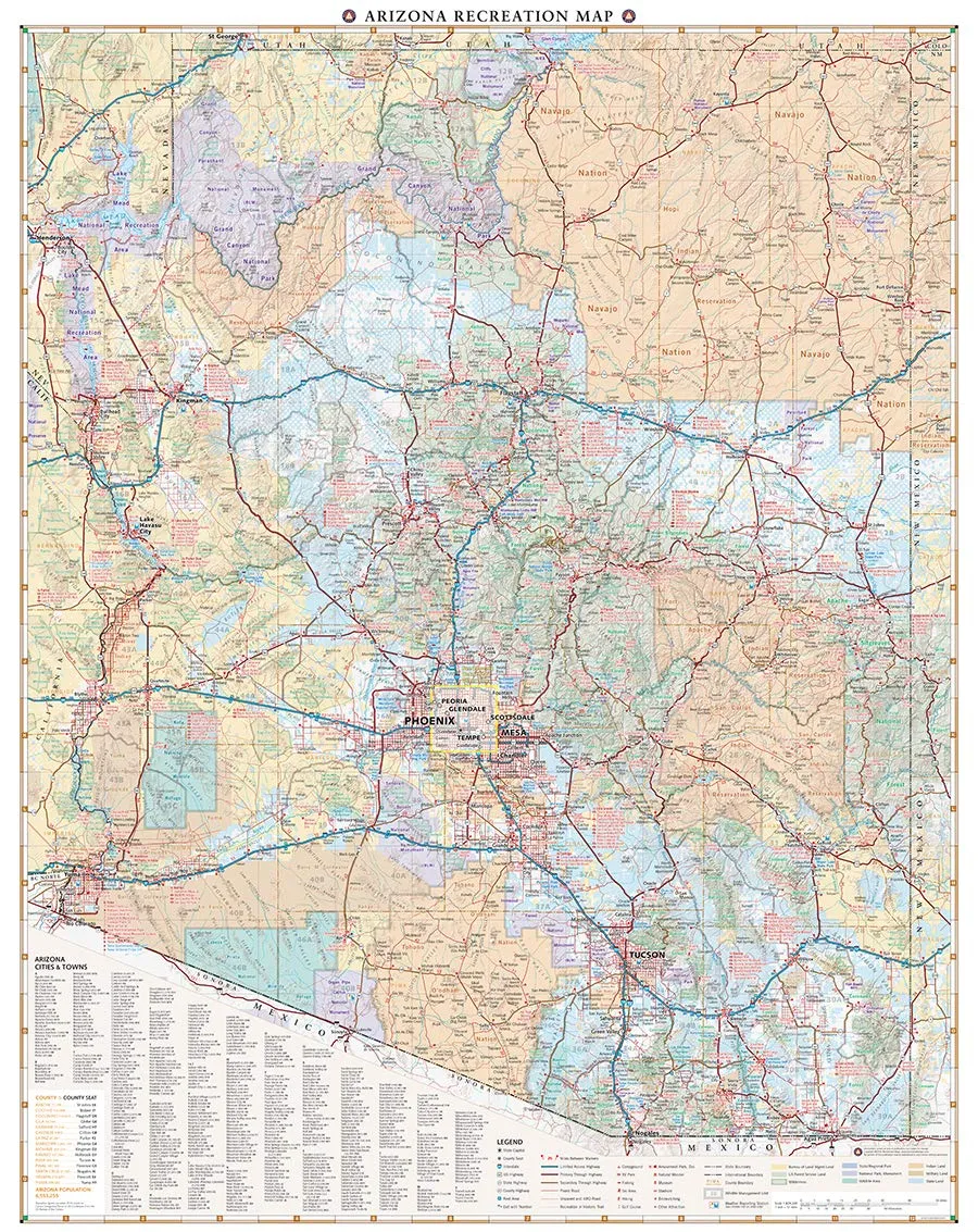 Arizona Recreation Wall Map Dry Erase Laminated Map – Wall Map, February 18, 2019