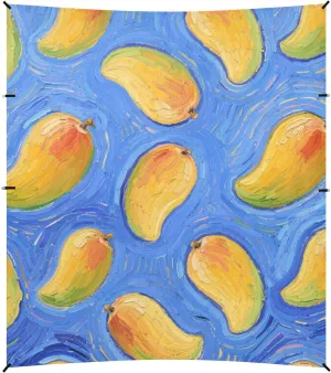 Art Painting Blue Fruit Fruit Foldable Beach Cabana UPF50  Protection Water-Resistant Large Sun Shade with Sandbags and Shovel for Backyard, Grassland, Park