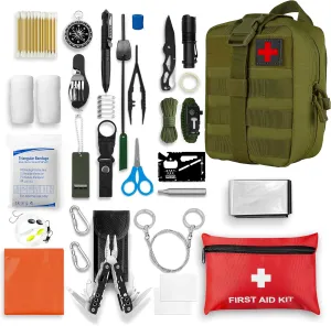 ASA Techmed Survival First Aid Kit - 75-Piece Emergency Trauma Kit for Tactical Medics, Military, Firefighter, EMTs, Police, Hikers, Campers, Hunters - Comprehensive Tactical Med Kit