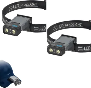 Atlodas Hat Clip Headlight On Rechargeable, 180° Adjustable Head Lamp to Wear and Clip for Hard Hats, Strong Light Super Bright Head Mounted Small Induction Light for Fishing Running, Camping (2 Pcs)