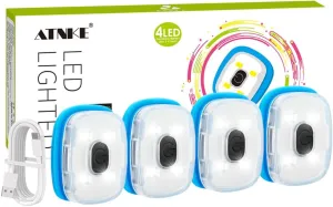 ATNKE USB Type C Rechargeable Light for LED Knit Beanie Hat, Easy Install Quick Release Replaceable Hands Free Headlamp/White Light/4PC