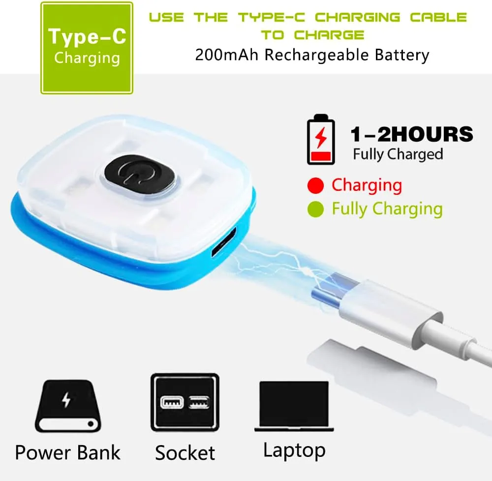 ATNKE USB Type C Rechargeable Light for LED Knit Beanie Hat, Easy Install Quick Release Replaceable Hands Free Headlamp/White Light/4PC