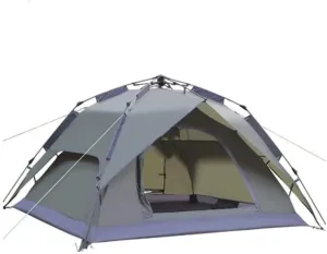 Automatic Camping Tent, 3-4 Person Family Tent Double Layer Instant Setup Protable Backpacking Tent for Hiking Travel (Color : Black) (Black One Size)
