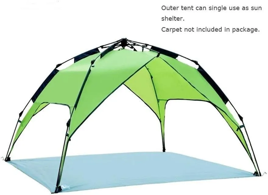 Automatic Camping Tent, 3-4 Person Family Tent Double Layer Instant Setup Protable Backpacking Tent for Hiking Travel (Color : Black) (E One Size)