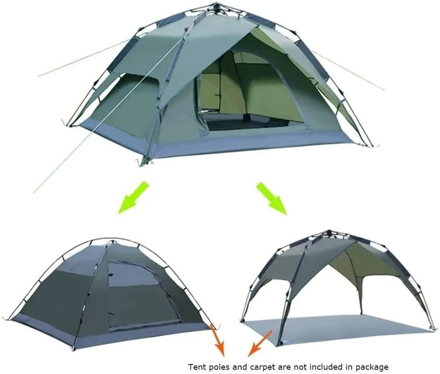 Automatic Camping Tent, 3-4 Person Family Tent Double Layer Instant Setup Protable Backpacking Tent for Hiking Travel (Color : Black) (E One Size)