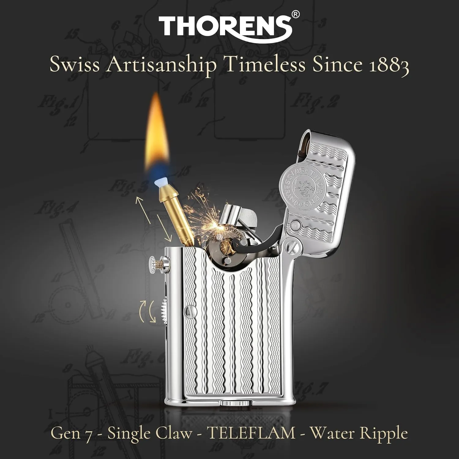 Automatic Ignition lighters That can Light a Pipe,New Thorens Gen 7 Single Claw TELEFLAM Classic Kerosene Water Ripple Lighter, High-end Men's Gifts