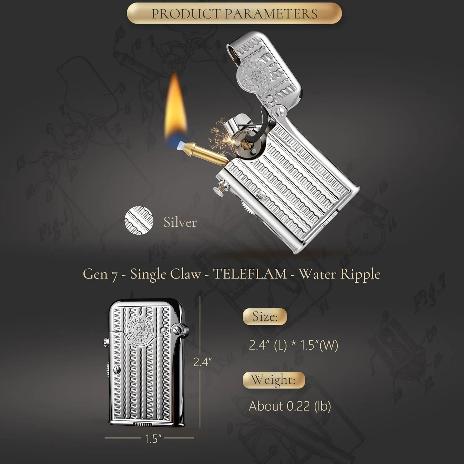 Automatic Ignition lighters That can Light a Pipe,New Thorens Gen 7 Single Claw TELEFLAM Classic Kerosene Water Ripple Lighter, High-end Men's Gifts