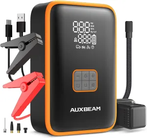 Auxbeam Jump Starter with Air Compressor, 3000A Car Battery Jumper Starter Portable (6.5 Gas/3.0L Diesel) with 150PSI Cordless Auto-Shutoff Tire Inflator, 12V Car Jump Starter for Compact Vehicle