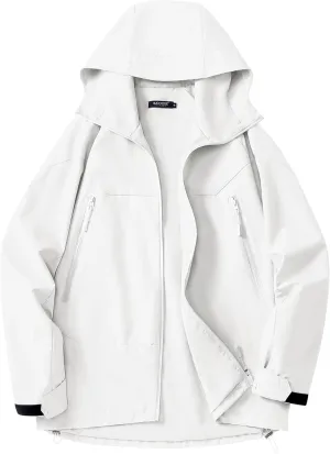 Avoogue Rain Jacket for Women Loose Fit Waterproof Lightweight Lined Rain Coat Hiking Windbreaker Jacket with Hood
