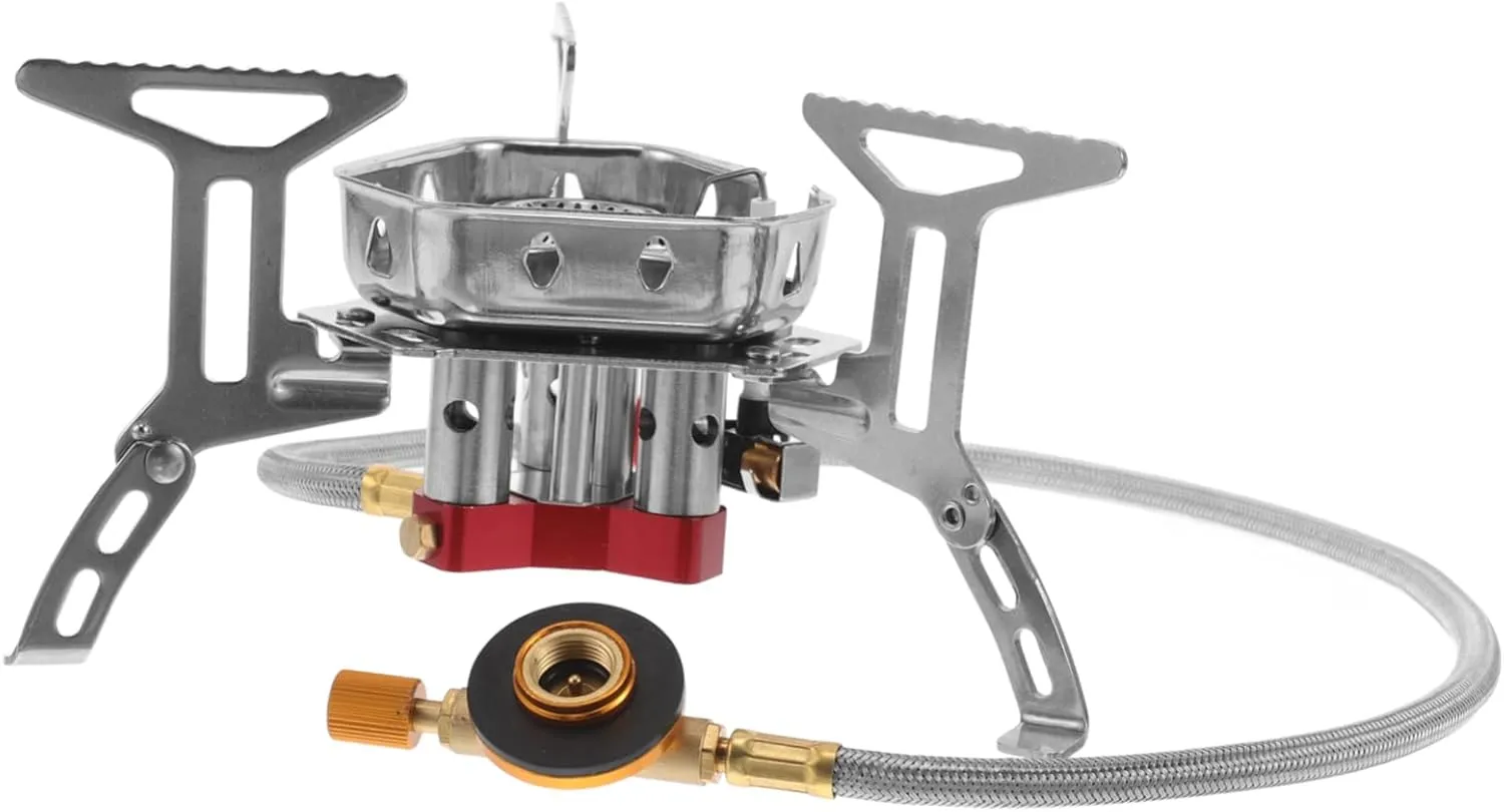 Backpacking Camping Stove Portable Windproof Gas Burner Triple-head Stainless Steel Outdoor Cooking Stove