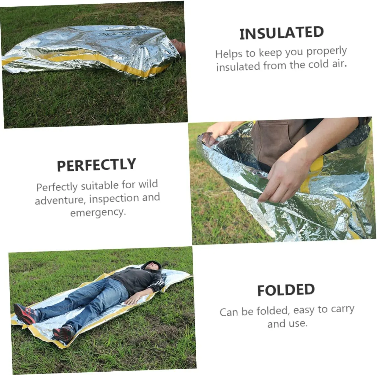 Balacoo First Aid Adults Emergency Blankets Camping Blanket Cold Winter Blanket for Camping Cover Camping Liners