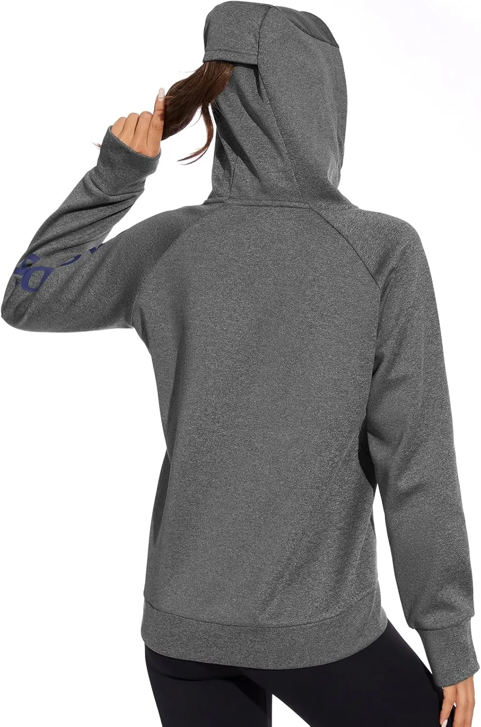 BASSDASH Women’s Fleece Fishing Hoodie with Neck Gaiter Water Resistant Performance Hiking Sweatshirt Pullover