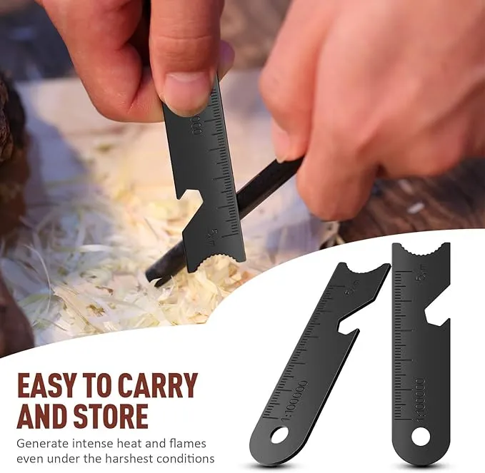 BBTO 10 Pieces Striker Scraper Ferrocerium Rod Scraper Steel Ferrocerium Rod Striker Flint Fire Starter with Keychain Ring for Survival Drilled, Emergency, Camping, Backpacking, Hiking, Bush-Craft,