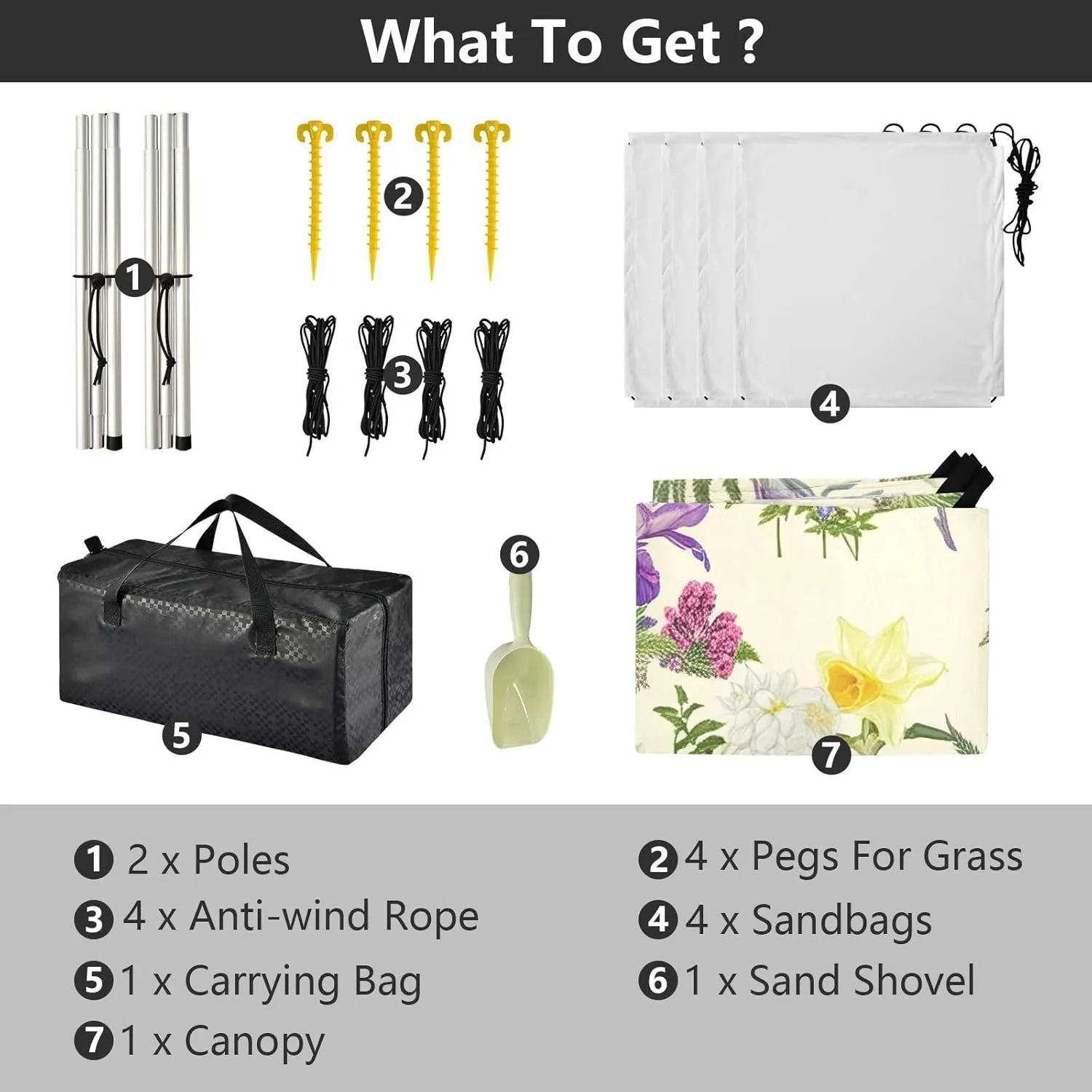 Beach Canopy Tent Sun Shade Outdoor Patio Outside Camping Shelter Backyard with Poles Sandbags Easy Sunshade 9.2 × 10.5 FT Colorful Flowers Daffodils Beige