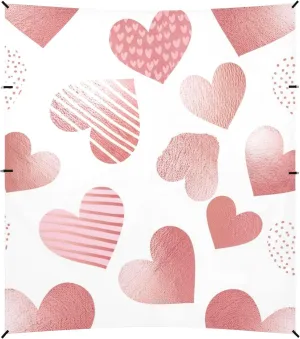 Beach Tent Canopy Outdoor Sun Shade Patio 9.2 × 10.5 FT Picnic Camping Shelter Backyard Lovely Hearts Rose Pink Waterproof with Sand Bags Poles