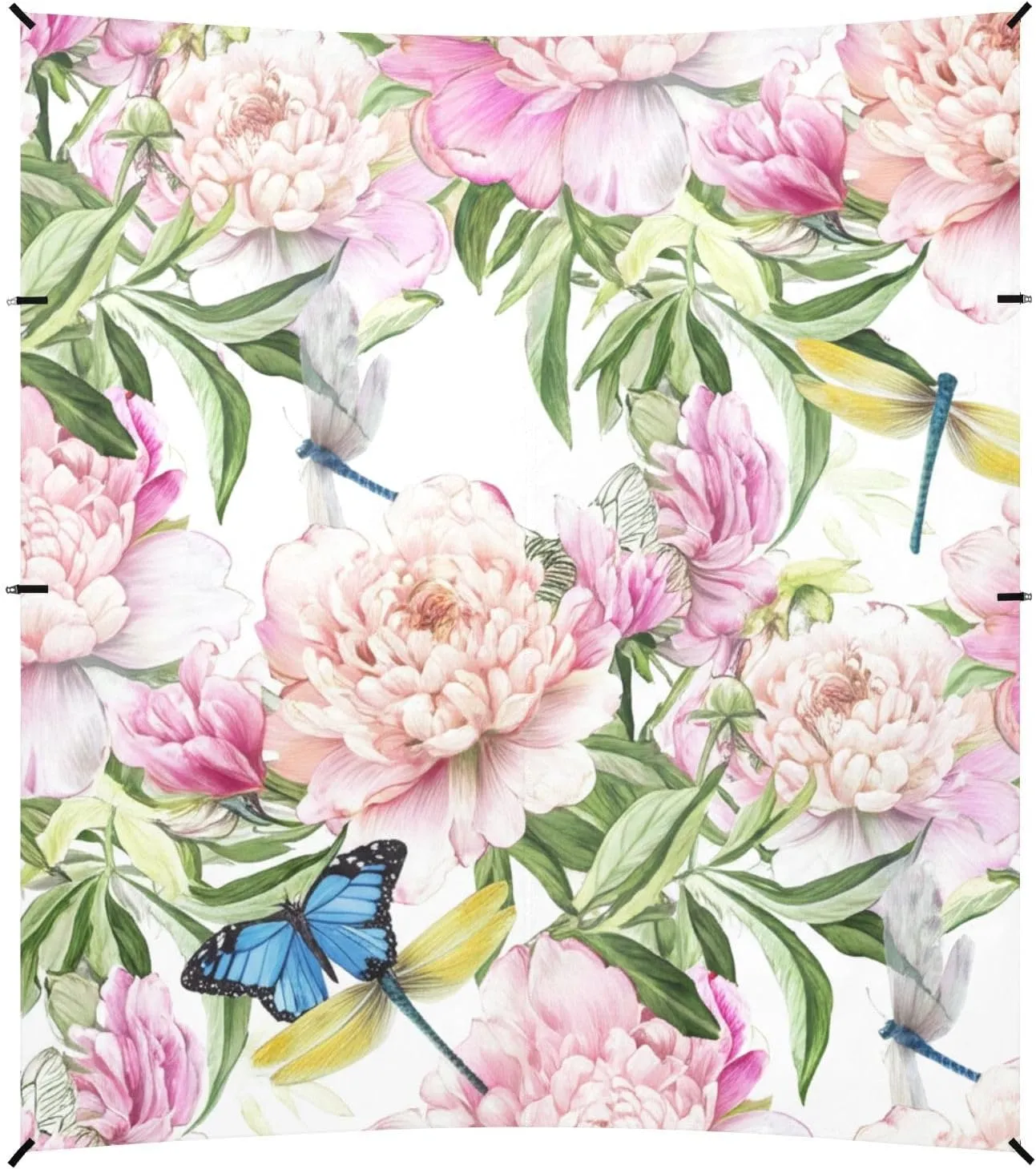 Beach Tent Canopy Patio Sun Shade Outdoor Shades Camping Sun Shelter Custom with Sand Anchor Poles Shelters 9.2 × 10.5 FT Beautiful Pink Floral Peonies