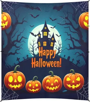 Beach Tent Halloween Pumpkins Beach Canopy Outdoor Sun Shelter with Sandbags Sand Shovel Ground Pegs Stability Poles, Portable Sun Protection for Camping Picnic Fishing Backyard Family