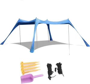 Beach Tent Sun Shelter, Quick Setup Beach Canopy UPF50  4 Poles with Carry Bag for Camping (300 * 300 * 200CM)