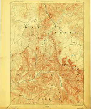 Bear Valley ID topo map, 1:125000 Scale, 30 X 30 Minute, Historical, 1893, Updated 1910, 18.8 x 15.7 in