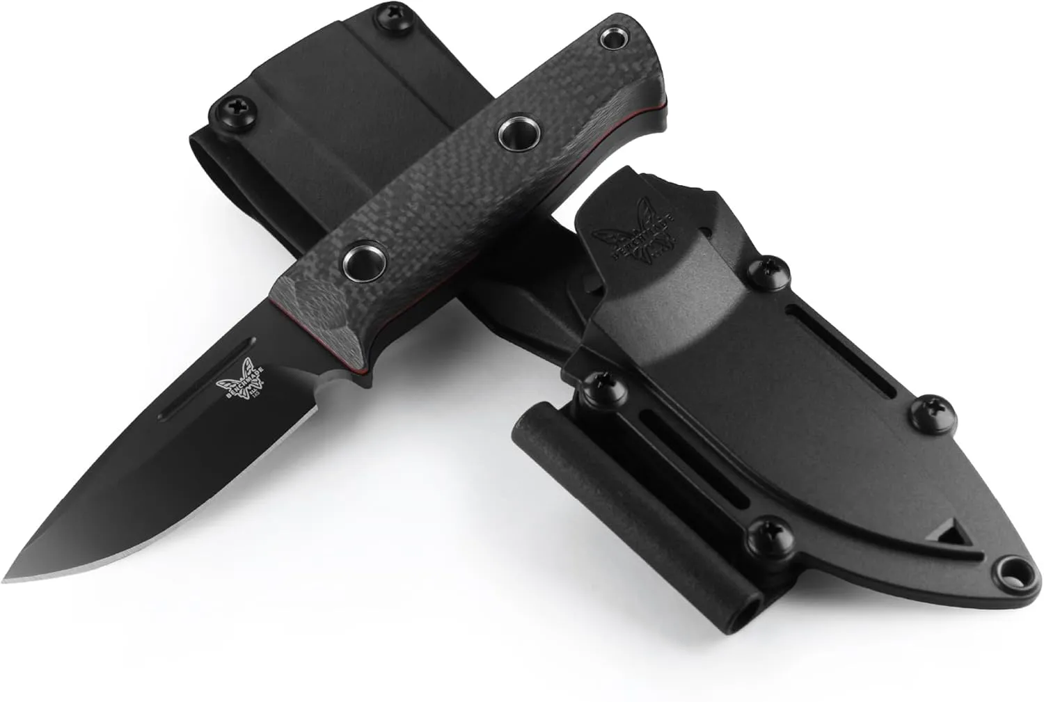 Benchmade - Mini Bushcrafter 165BK Survival Knife with Black Carbon Fiber Handle (165BK)