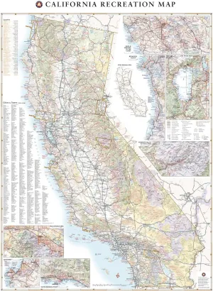 Benchmark Maps: California Recreation Wall Map - 26 x 34 inches - Art Quality Print on Polypropylene