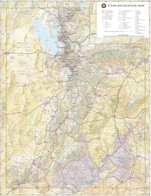 Benchmark Maps: Utah Recreation Wall Map - 26 x 33 inches - Art Quality Print on Polypropylene
