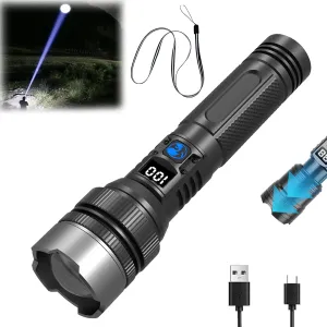 Benighty Flash Light, 2025 The Ultimate Survival Flashlight with Digital Display, Rechargeable Benighty Survival Flashlight Zoomable High Lumens Waterproof Handheld for Emergencies & Camping (1PCS)