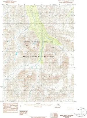 Bering Glacier D 4 AK topo map, 1:63360 Scale, 15 X 15 Minute, Historical, 1984, Updated 1984, 21.6 x 18 in