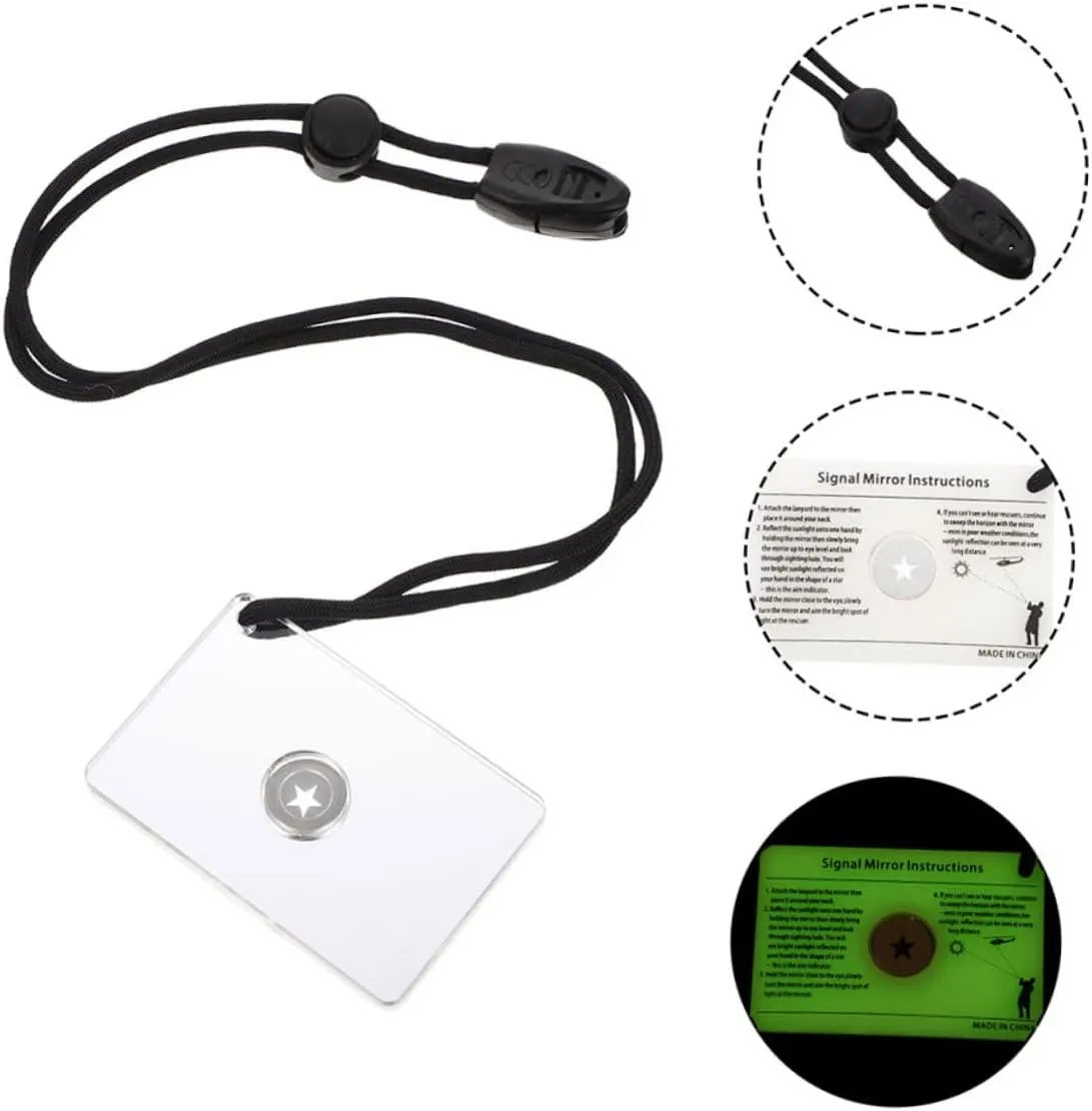 BESPORTBLE 2sets Survival Mirror Camping Signal Reflective Outdoor Mirror Lanyards 2pcs*2