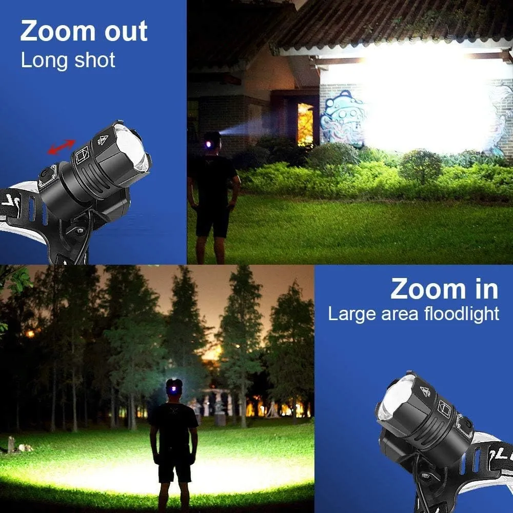 BESTSUN Rechargeable Headlamp,9000 High Lumens LED Headlight,Super Bright XHP70 LED Headlamp Flashlight,Powerful Head Lamp with 5 Modes,Waterproof Zoomable Head Light for Outdoor,Emergency,Fishing